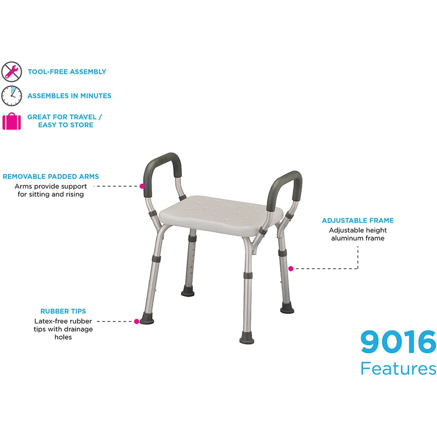 Shower Chair w/Arms No Back - Image 4
