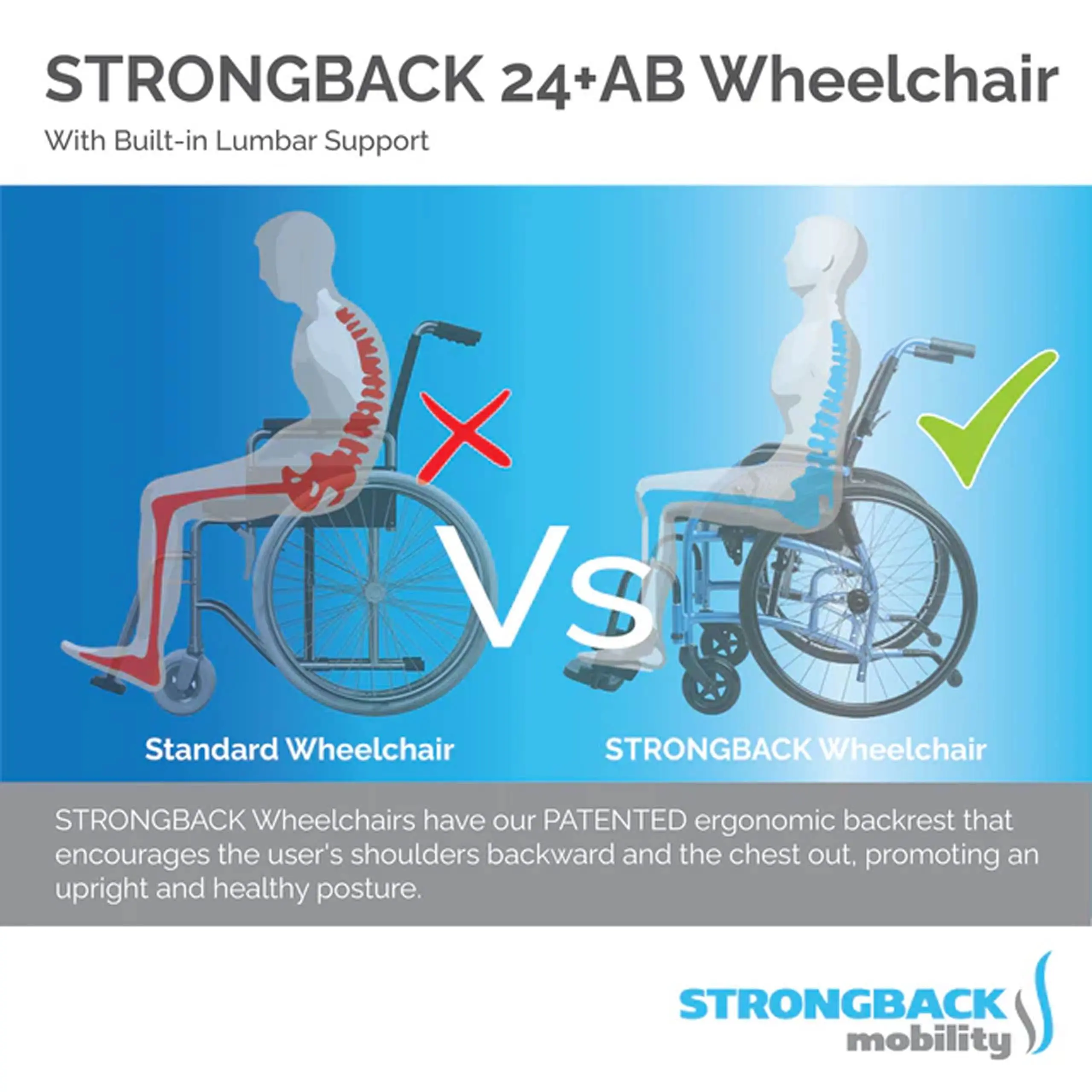 Strongback Comfort 24+AB Wheelchair - Rental - Image 3