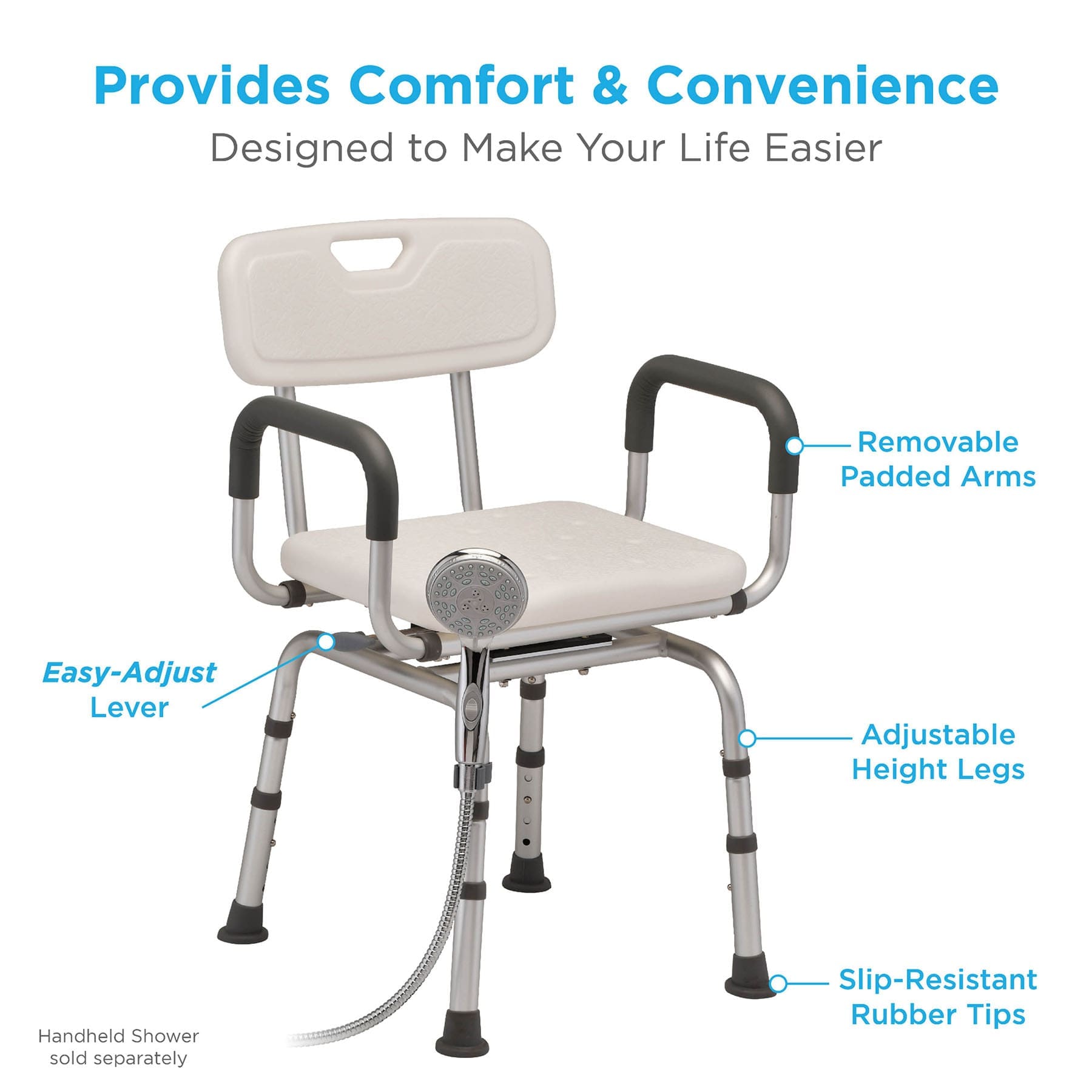 Swivel Shower Chair w/Arms + Back, photo 4 of 4