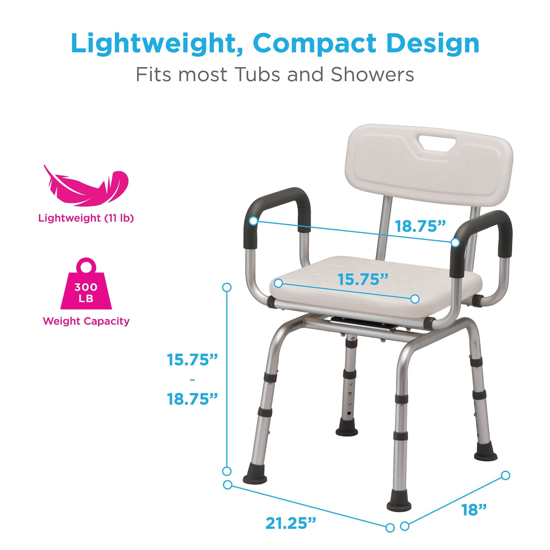 Swivel Shower Chair w/Arms + Back, photo 3 of 4