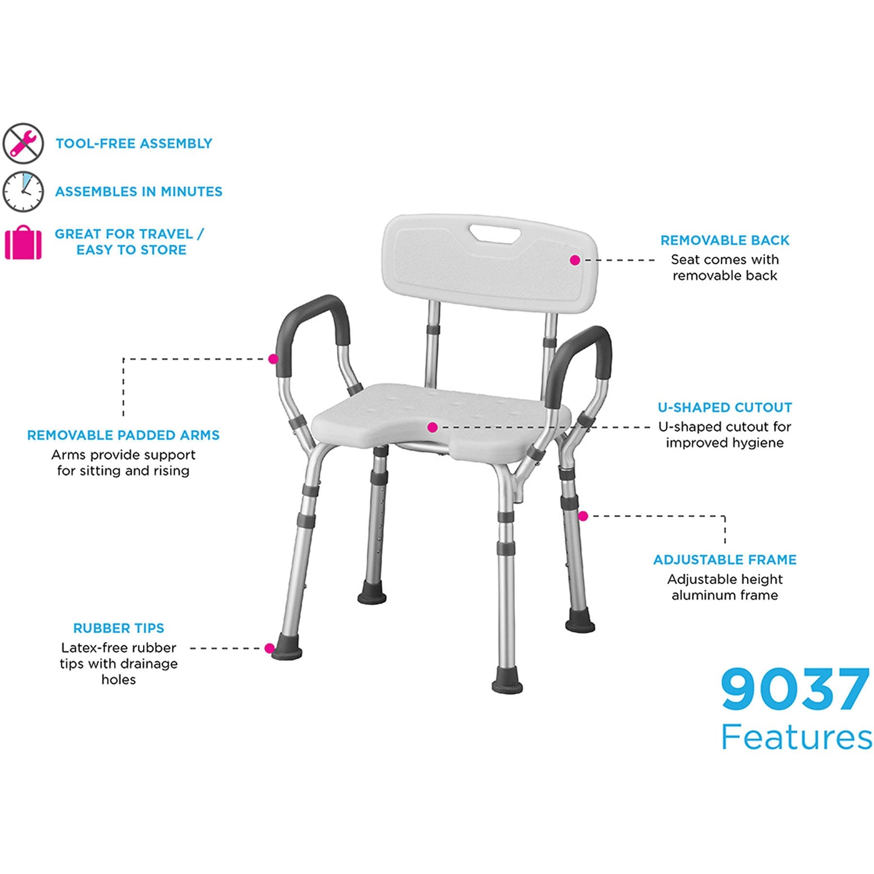 Shower Chair w/Arms + Back, photo 2 of 5