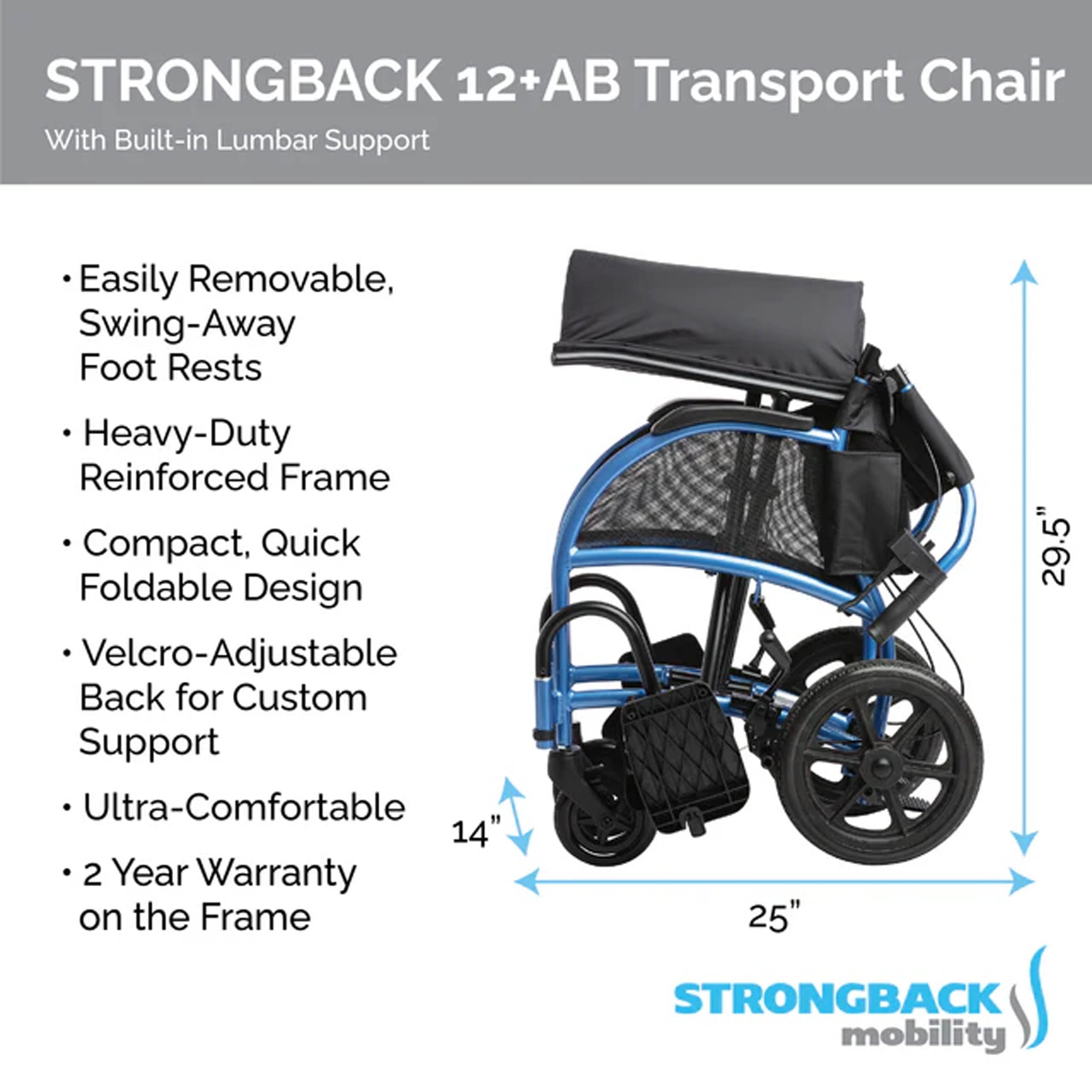 Strongback Excursion 12+AB Transport Chair, photo 5 of 6