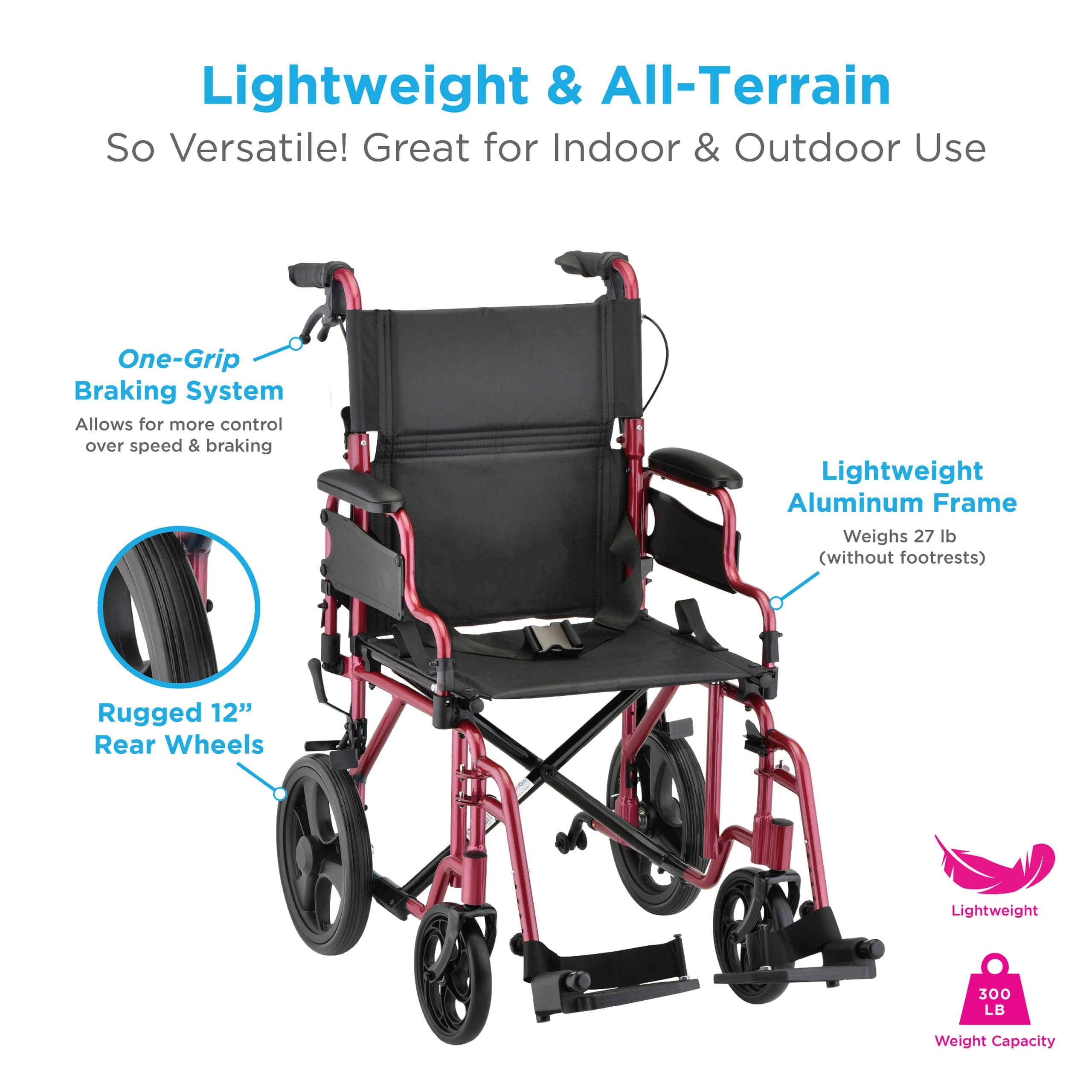 Nova Regular 12″ Transport Chair – Rental, photo 6 of 6