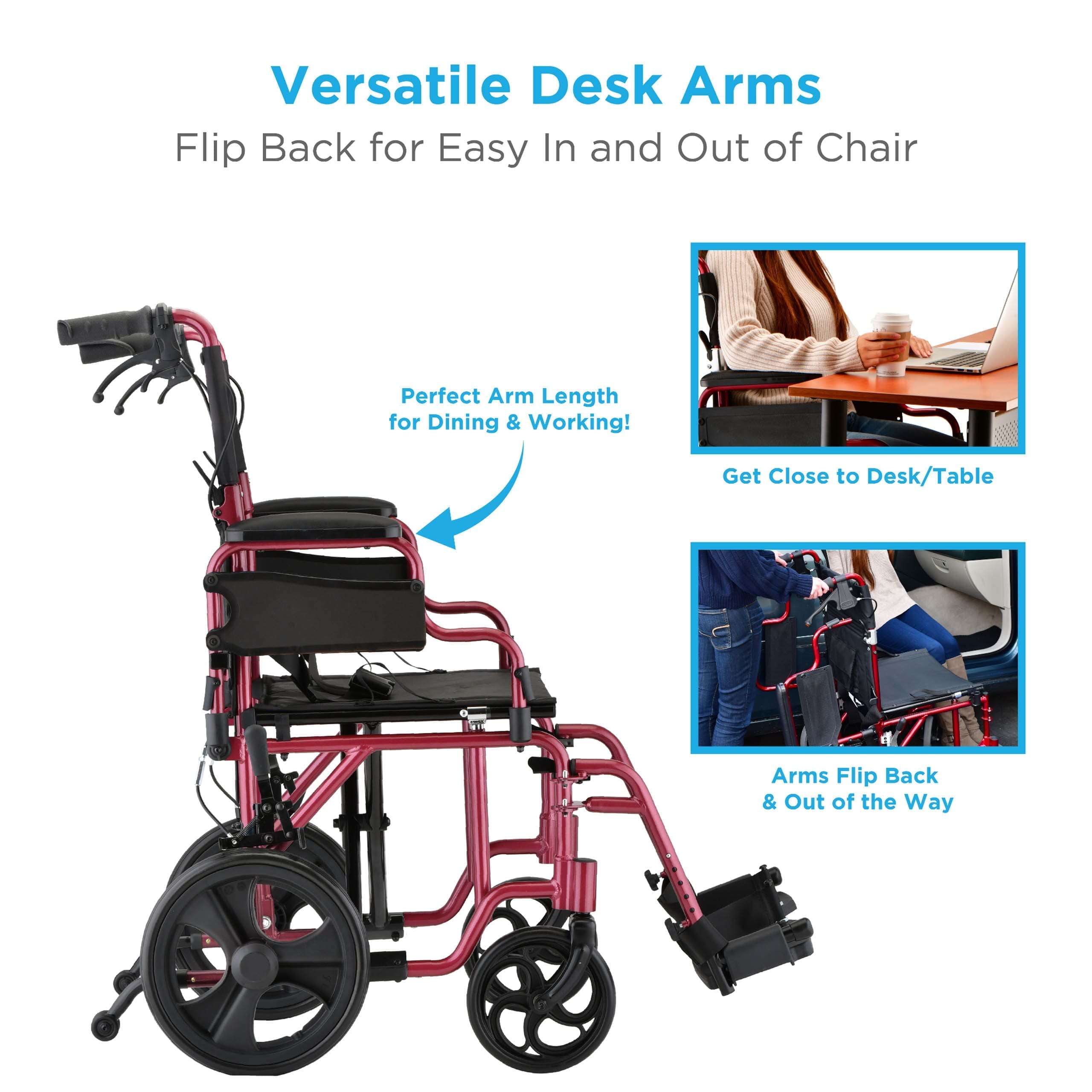 Nova Regular 12″ Transport Chair – Rental, photo 5 of 6