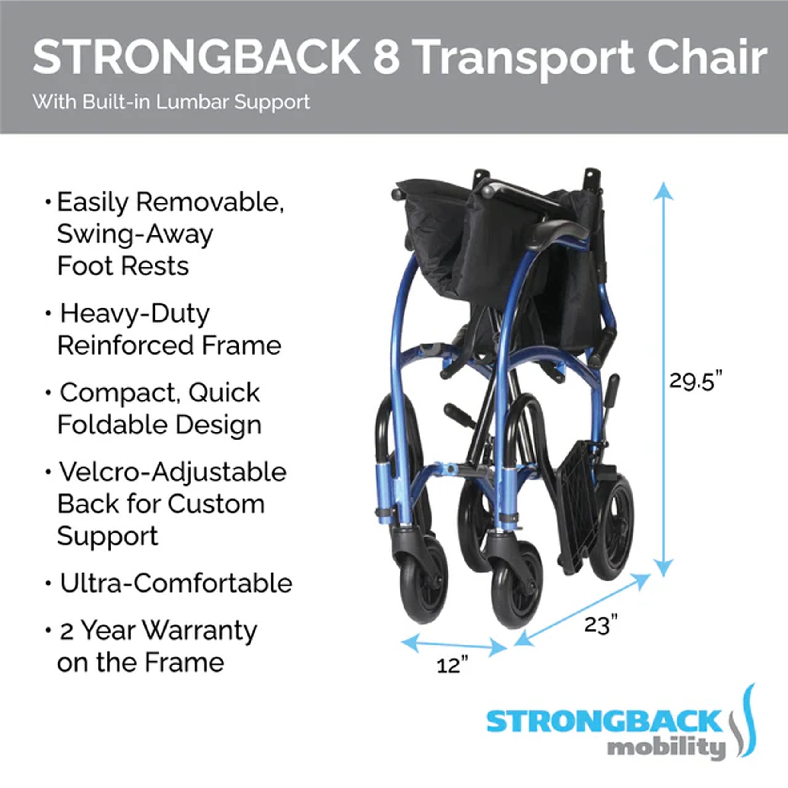 Strongback Excursion 8 Transport Chair – Rental, photo 4 of 5