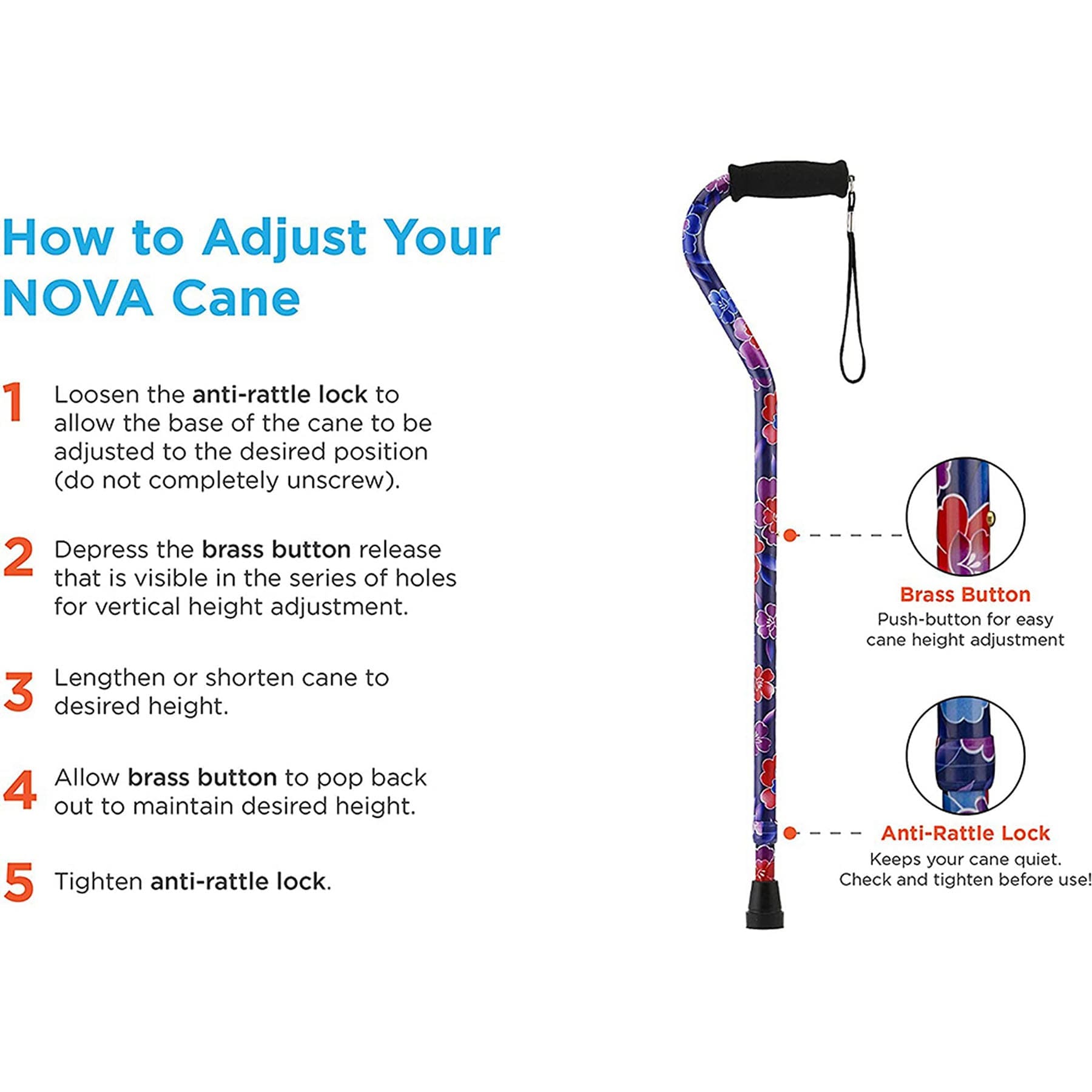 Cane with Offset Handle and Carrying Strap, photo 3 of 3
